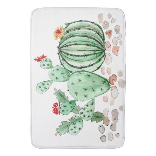 waterverf, cactus badmat (Voorkant Verticaal)