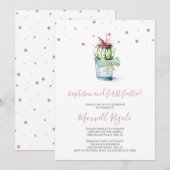 Waterverf Cactus Baptisme and First Birthday Notitiekaartje (Voorkant / Achterkant)