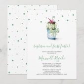 Waterverf Cactus Baptisme and First Birthday Notitiekaartje (Voorkant / Achterkant)