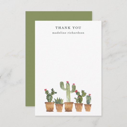 Waterverf Cactus Bedankkaart (Voorkant / Achterkant)