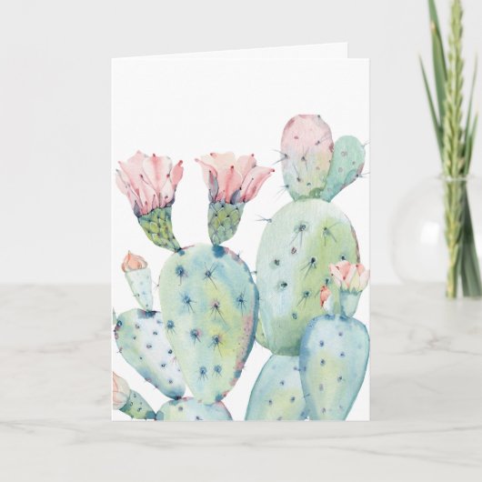 Waterverf Cactus, Birthday Kaart (Voorkant)