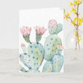 Waterverf Cactus, Birthday Kaart (Gele Bloem)