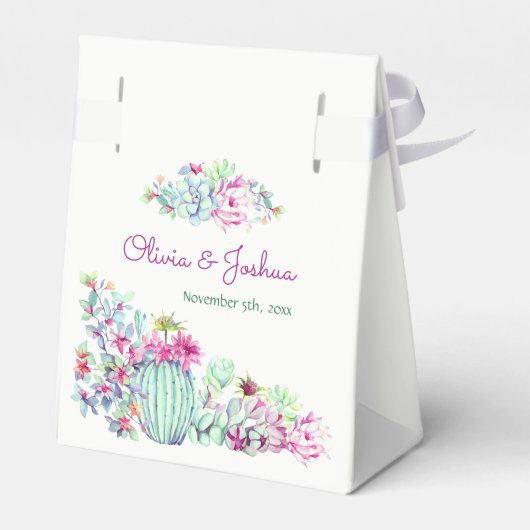 Waterverf Cactus Bloem Bruiloft Favor Dozen Bedankdoosjes (Achterkant)