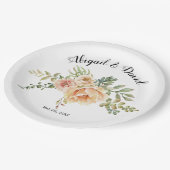 Waterverf cactus bloemen en sappige bruiloft papieren bordje (Gekanteld)