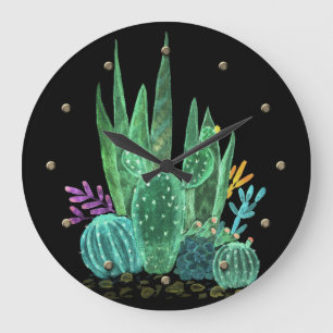 Waterverf, cactus, bloemen grote klok