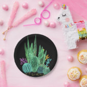 Waterverf, cactus, bloemen, grote klok papieren bordje (Feest)