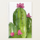 Waterverf Cactus Bloemen JAAR Woestijnkunst Planner (Voorkant)
