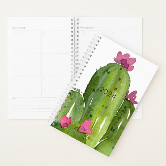 Waterverf Cactus Bloemen JAAR Woestijnkunst Planner (Display)