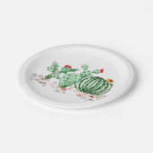 Waterverf cactus bloemen planten cartoon papieren bordje (Gekanteld)