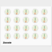 Waterverf Cactus Bloempot Rond Adreslabel Ronde Sticker (Vel)