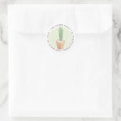 Waterverf Cactus Bloempot Rond Adreslabel Ronde Sticker (Tas)