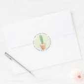 Waterverf Cactus Bloempot Rond Adreslabel Ronde Sticker (Envelop)