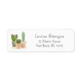 Waterverf Cactus Bloempotten Bloemige Succulenten Etiket (Voorkant)