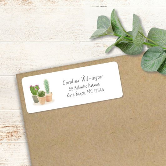 Waterverf Cactus Bloempotten Bloemige Succulenten Etiket