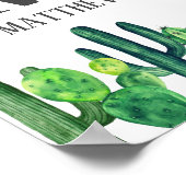 Waterverf cactus. Botanische monogram. Nursery Poster (Hoek)