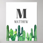 Waterverf cactus. Botanische monogram. Nursery Poster (Voorkant)