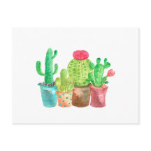 Waterverf cactus Briefkaart