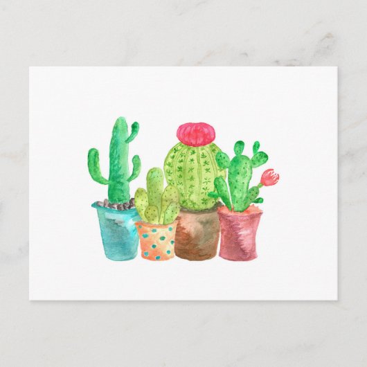 Waterverf cactus Briefkaart (Voorkant)