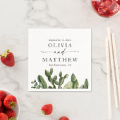 Waterverf Cactus bruiloft | Boho Greenery Script Servet (Insitu)