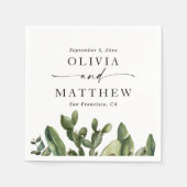 Waterverf Cactus bruiloft | Boho Greenery Script Servet (Voorkant)