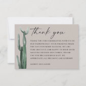 Waterverf Cactus bruiloft. Light Taupe Gray Desert Bedankkaart (Voorkant)