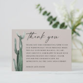 Waterverf Cactus bruiloft. Light Taupe Gray Desert Bedankkaart (Staand voorkant)