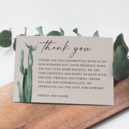Waterverf Cactus bruiloft. Light Taupe Gray Desert Bedankkaart