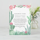 Waterverf Cactus Bruiloft Uitgeklede Gastlijst Aankondiging (Staand voorkant)