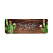 Waterverf Cactus Cacti Desert Succulent Wood Etiket (Voorkant)