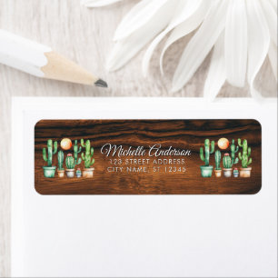 Waterverf Cactus Cactussen Woestijn Succulent Hout Etiket