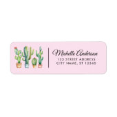 Waterverf Cactus Cactussen Woestijn Succulent Roze Etiket (Voorkant)