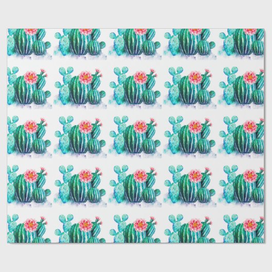 waterverf Cactus Cadeaupapier (Vlak)