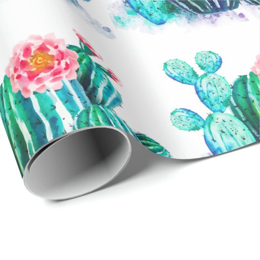 waterverf Cactus Cadeaupapier (Rol Hoek)
