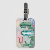 Waterverf Cactus Canvas tas Bagagelabel (Voorkant (verticaal))