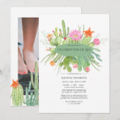 Waterverf Cactus Celebration of Life Photo Kaart (Voorkant / Achterkant)