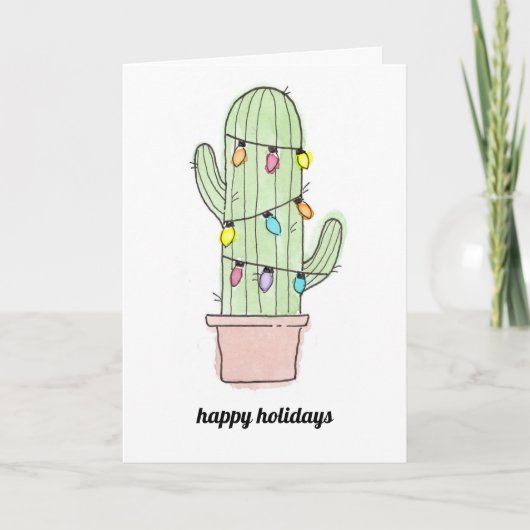 Waterverf Cactus Christmas Kaart (Voorkant)