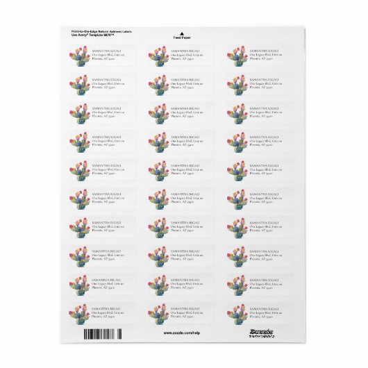 Waterverf Cactus Custom Return Adres Labels (Full Sheet)