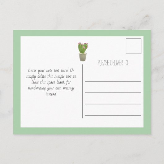 Waterverf Cactus Cute Potlood Planten Note Briefkaart (Achterkant)