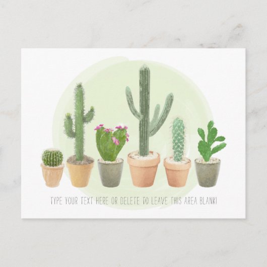 Waterverf Cactus Cute Potlood Planten Note Briefkaart (Voorkant)