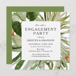 Waterverf Cactus Desert Engagement Party Invitati Kaart
