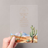 Waterverf Cactus Desert Landscape Wedding Acryl Uitnodigingen (Insitu (Draagbaar))
