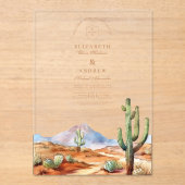 Waterverf Cactus Desert Landscape Wedding Acryl Uitnodigingen (Voorkant)