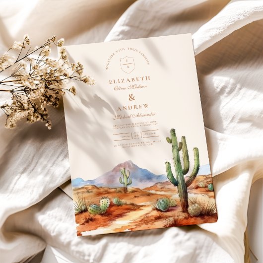 Waterverf Cactus Desert Landscape Wedding Kaart