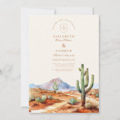 Waterverf Cactus Desert Landscape Wedding Kaart (Voorkant)