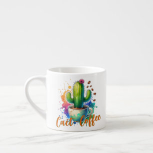 Waterverf Cactus die van koffie houdt Espresso Kop