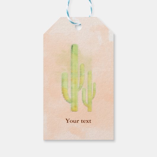 Waterverf Cactus Eenvoudige Zuidwestelijke Partij  Cadeaulabel (Achterkant)