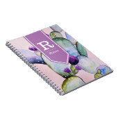 Waterverf Cactus en bloesems | Gepersonaliseerd Notitieboek (Rechterzijde)
