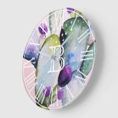 Waterverf Cactus en bloesems | Monogram Grote Klok (Hoek)