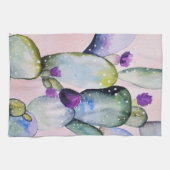 Waterverf Cactus en bloesems Theedoek (Horizontaal)