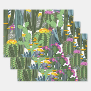 Waterverf Cactus en Cactus Flowers Inpakpapier Vel